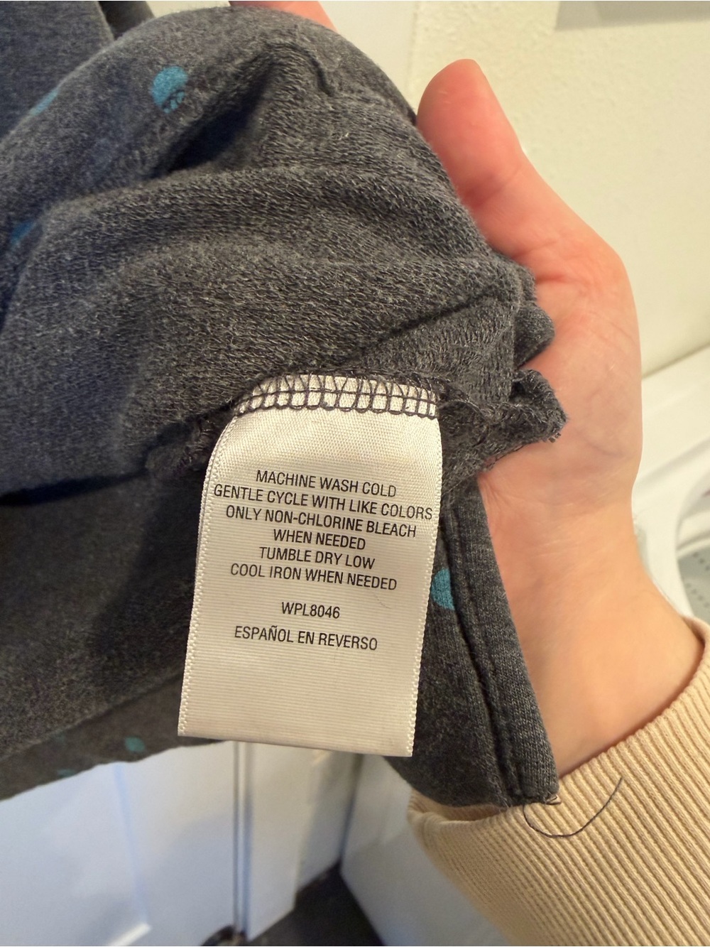 Karen Scott Charcoal Gray Pullover Top with Blue Polka Dots - Picture 5 of 5